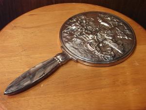 Danish silver hand mirror