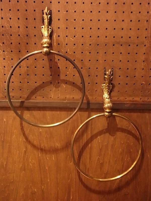 Italian brass catfish round towel hanger(2点あり!)