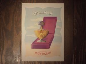 GUERLAIN / SHALIMAR perfume bottle advertisement poster