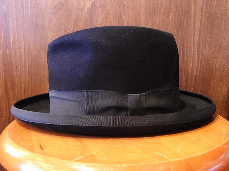 ビンテージ黒フェルト帽子　中折れ帽　リボン付きソフトハット　BCM 0320（3）