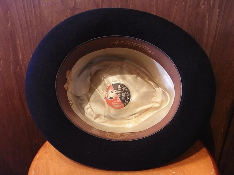 ビンテージ黒フェルト帽子　中折れ帽　リボン付きソフトハット　BCM 0320（5）