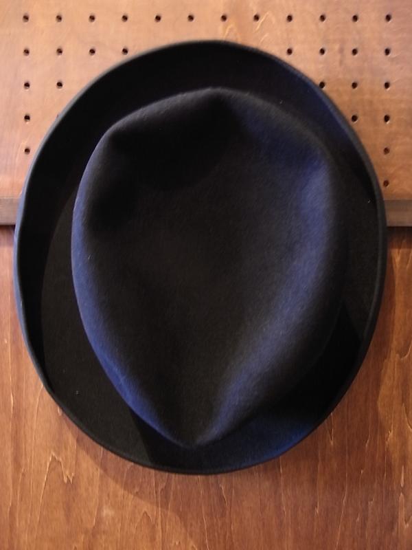 ビンテージ黒フェルト帽子　中折れ帽　リボン付きソフトハット　BCM 0320（7）