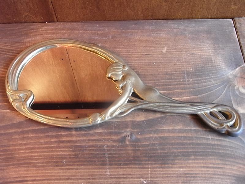 Italian brass hand mirror