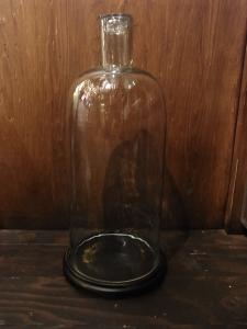 English glass display dome & base