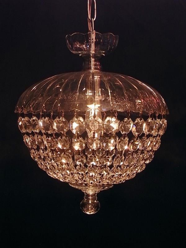 Czechoslovak glass grape dome chandelier 1灯(シルバーのパーツ)