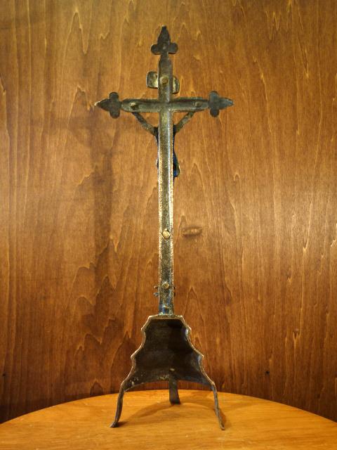1930年代イタリア製真鍮十字架通販　中目黒に実店舗あり　はりつけクロス　キリスト像　ジーザス系置物　教会祭壇　LCJ 0548（4）