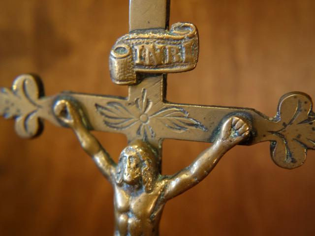 1930年代イタリア製真鍮十字架通販　中目黒に実店舗あり　はりつけクロス　キリスト像　ジーザス系置物　教会祭壇　LCJ 0548（5）