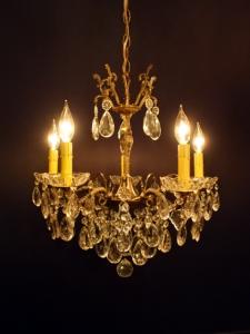 Spanish brass & crystal chandelier 5灯