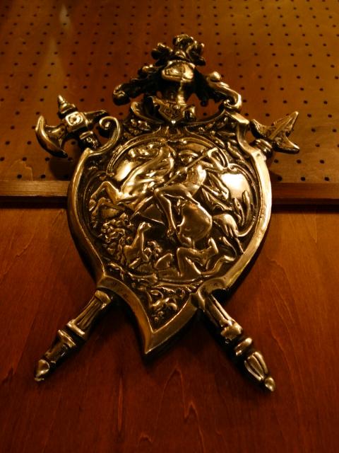 1970年代シルバー色武器エンブレム通販 中目黒に実店舗あり 騎士武器ナイトアーマー壁掛け盾強そうなオブジェ LCM 7052(3)