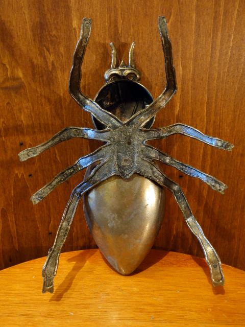イタリア製真鍮クモ置物通販 蜘蛛灰皿 スパイダーオブジェ 昆虫置物 