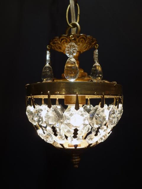 French brass & crystal grape dome chandelier 1灯