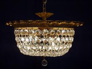 Italian brass & crystal grape dome chandelier 4灯