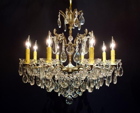 Spanish brass & crystal chandelier 8灯