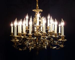 French brass leaf & flower chandelier 25灯