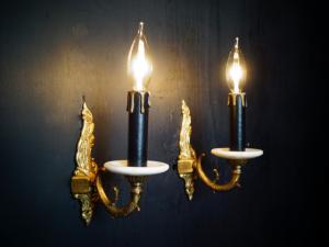 French brass & marble wall bracket 1灯