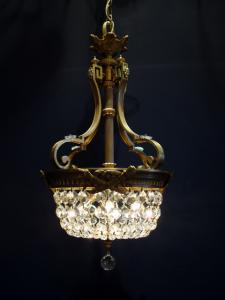 Spanish brass & crystal grape dome chandelier 4灯