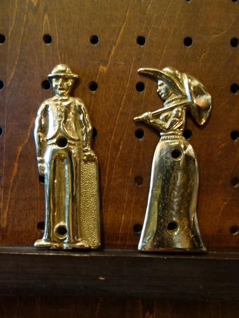 Italian brass TOILET sign plate PAIR