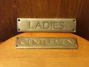 Italian brass TOILET sign plate PAIR