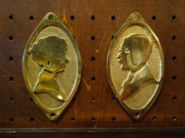 Italian brass TOILET sign plate PAIR