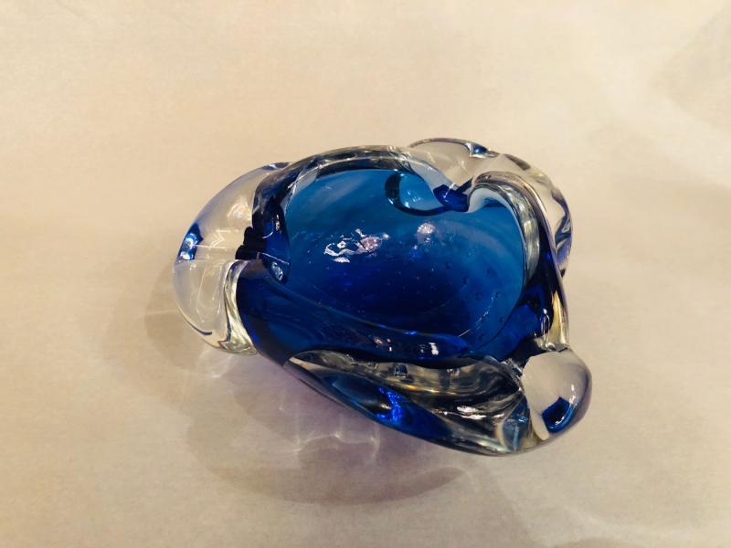 Murano blue with bubble art glass bowl