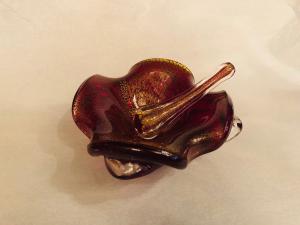 Murano red & gold flecks art glass