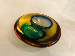 Murano yellow art glass ashtray