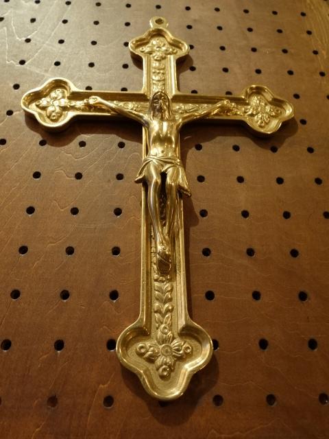 ビンテージ真鍮十字架壁掛け通販　ブラスクロス　クロスボトニー壁掛け　LCJ 0549（5）