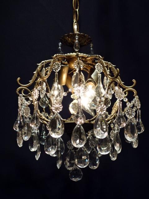 スペイン製ケージ型真鍮シャンデリア（クリスタルガラスビーズシャンデリア）インテリア照明、リビング照明　LCH 1229（2）