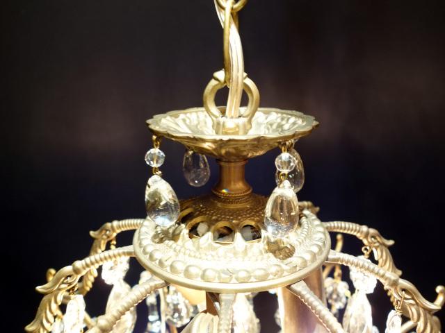 スペイン製ケージ型真鍮シャンデリア（クリスタルガラスビーズシャンデリア）インテリア照明、リビング照明　LCH 1229（3）