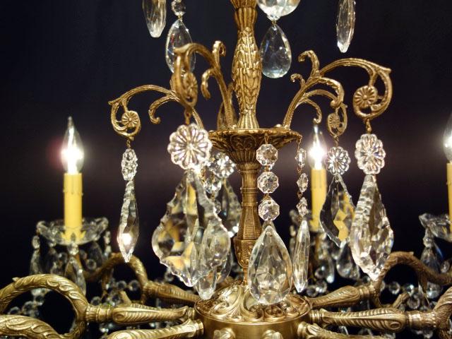 シャンデリア　アンティーク・ヴィンテージ　LCH 1232　Spanish brass & crystal chandelier 10灯（6）