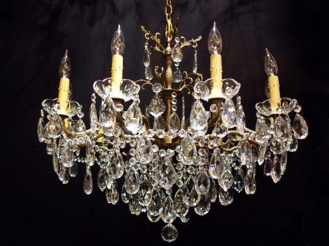 シャンデリア　アンティーク・ヴィンテージ　LCH 1232　Spanish brass & crystal chandelier 10灯（7）