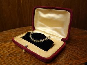 English velvet jewelry display case