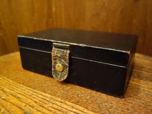 Italian black leather & velvet jewelry box