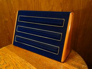 Italian wood & blue ring display holder