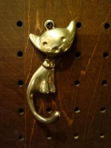Italian brass cat wall hook