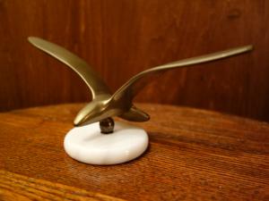 Italian brass & marble bird object