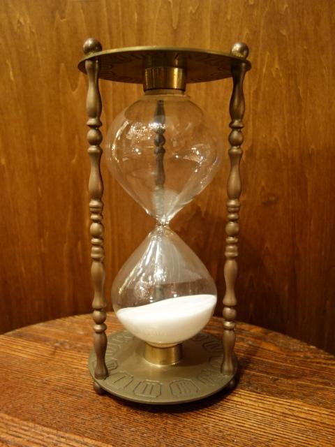 Italian brass & glass hourglass