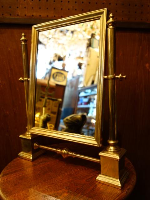 Italian brass stand mirror