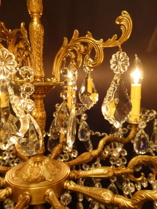 シャンデリア　アンティーク・ヴィンテージ　LCH 1235　Spanish brass & crystal chandelier 10灯（5）