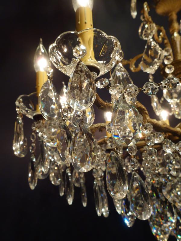 シャンデリア　アンティーク・ヴィンテージ　LCH 1235　Spanish brass & crystal chandelier 10灯（6）