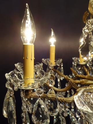 シャンデリア　アンティーク・ヴィンテージ　LCH 1236　Spanish brass & crystal chandelier 10灯（C1）