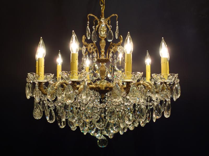 Spanish brass & crystal chandelier 10灯