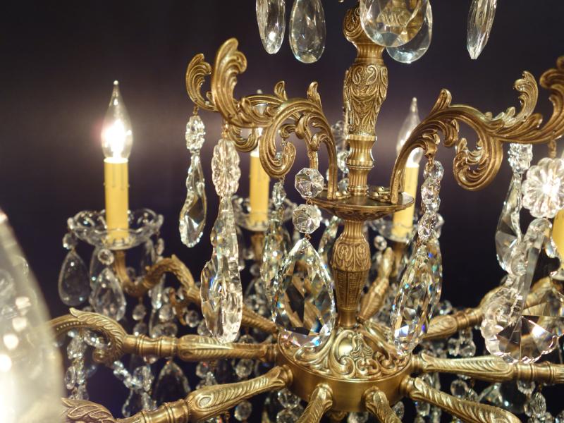 シャンデリア　アンティーク・ヴィンテージ　LCH 1237　Spanish brass & crystal chandelier 10灯（5）