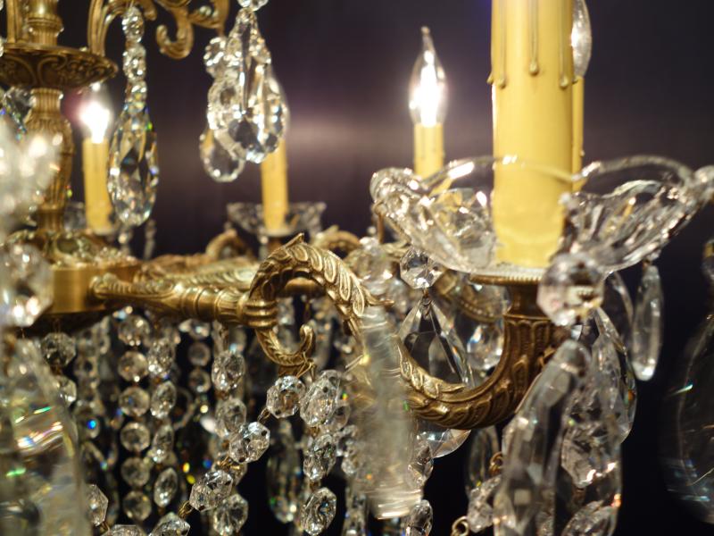 シャンデリア　アンティーク・ヴィンテージ　LCH 1237　Spanish brass & crystal chandelier 10灯（6）