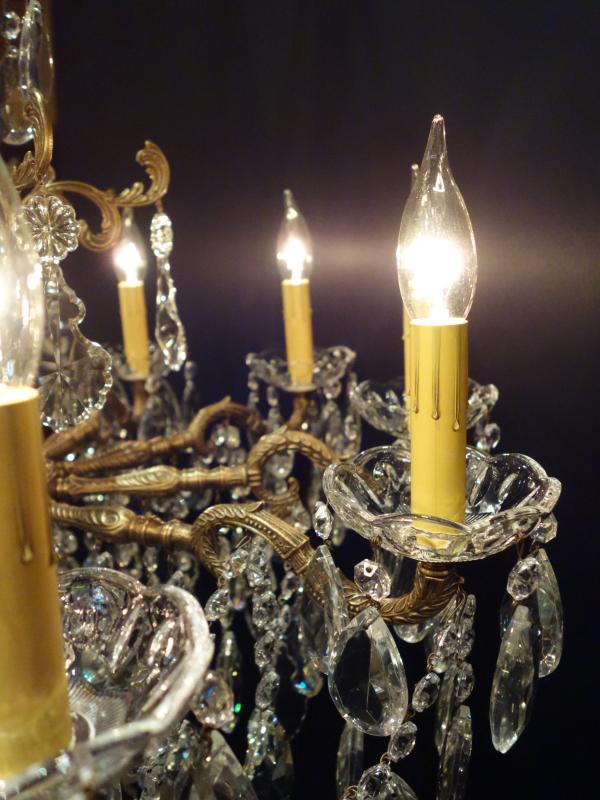 シャンデリア　アンティーク・ヴィンテージ　LCH 1237　Spanish brass & crystal chandelier 10灯（7）