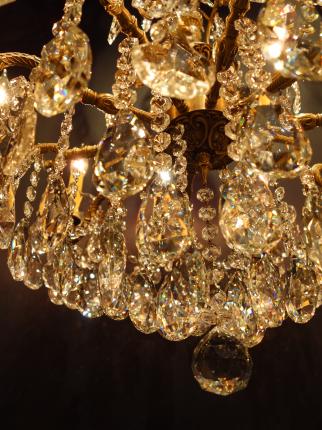 シャンデリア　アンティーク・ヴィンテージ　LCH 1237　Spanish brass & crystal chandelier 10灯（C3）
