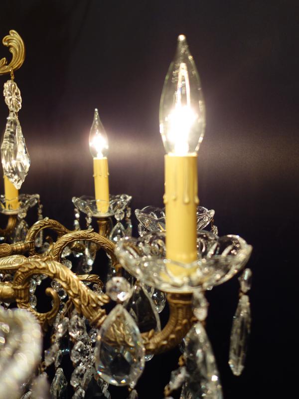シャンデリア　アンティーク・ヴィンテージ　LCH 1238　Spanish brass & crystal chandelier 10灯（3）