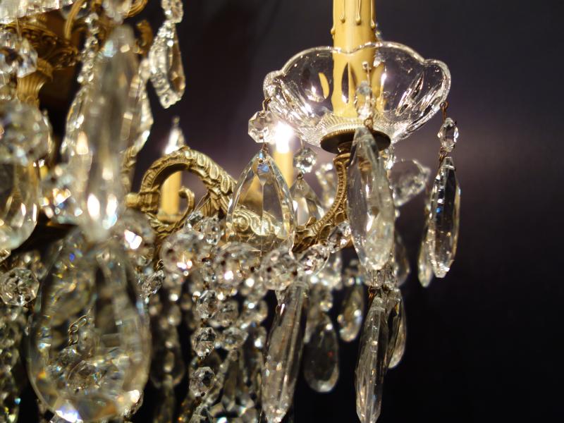 シャンデリア　アンティーク・ヴィンテージ　LCH 1238　Spanish brass & crystal chandelier 10灯（4）