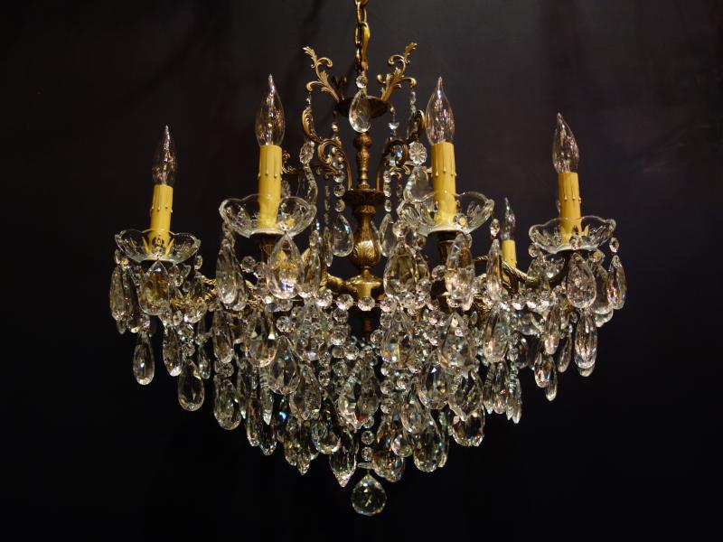 シャンデリア　アンティーク・ヴィンテージ　LCH 1238　Spanish brass & crystal chandelier 10灯（7）