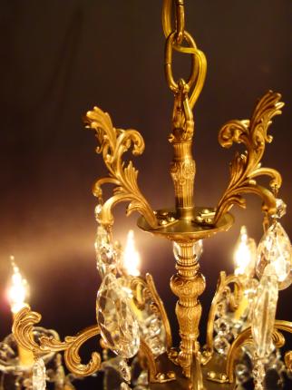 シャンデリア　アンティーク・ヴィンテージ　LCH 1238　Spanish brass & crystal chandelier 10灯（C2）